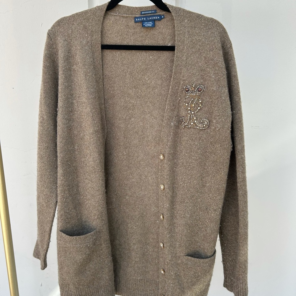 Ralph Lauren boyfriend fit crystal detail cardigan